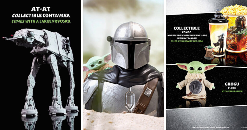 映画『スター・ウォーズ／マンダロリアン＆グローグー』の公開にあわせて、Regal Cinemas が展開するポップコーンバケットの画像。