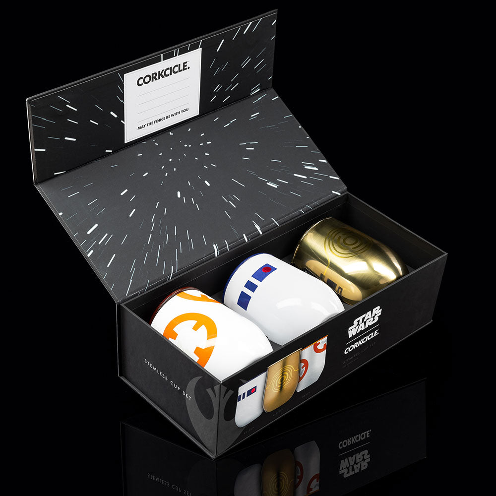 CORKCICLEが展開する、『スター・ウォーズ』のキャラクターたちをモチーフにした“Stemless”シリーズの画像。