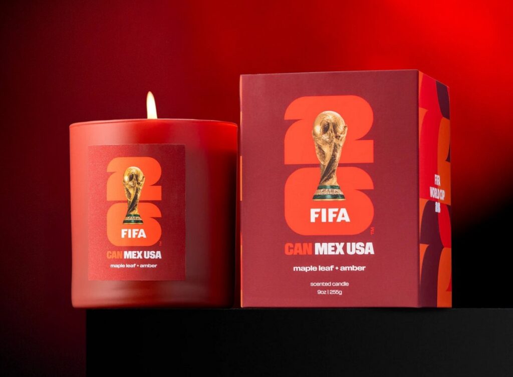 Literie Candleが展開する、2026 FIFA World Cup の公式ライセンスキャンドルコレクションの画像。
