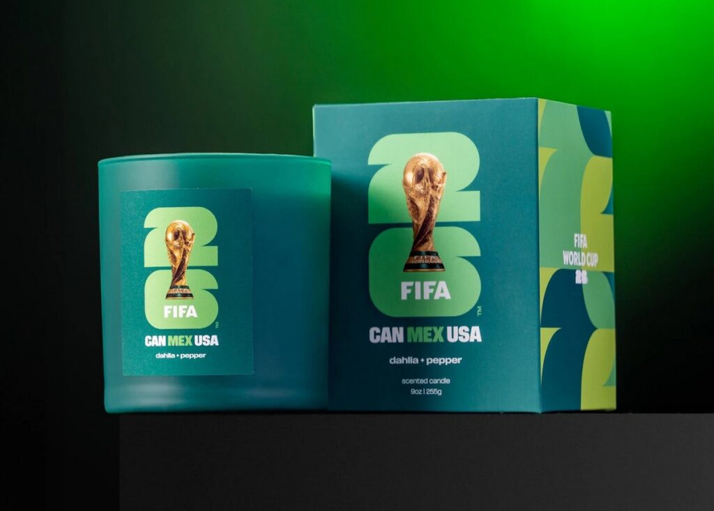 Literie Candleが展開する、2026 FIFA World Cup の公式ライセンスキャンドルコレクションの画像。