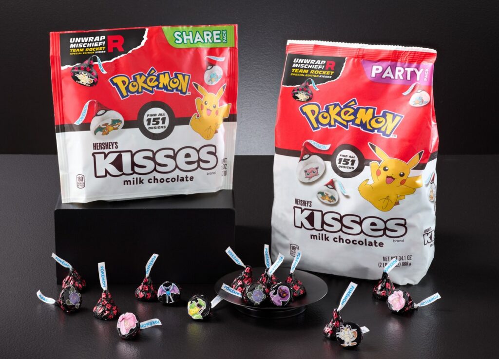 アメリカの定番チョコレート「HERSHEY'S KISSES」が、ポケモン30周年を記念して再び展開する2026年版の限定コレクションの画像。