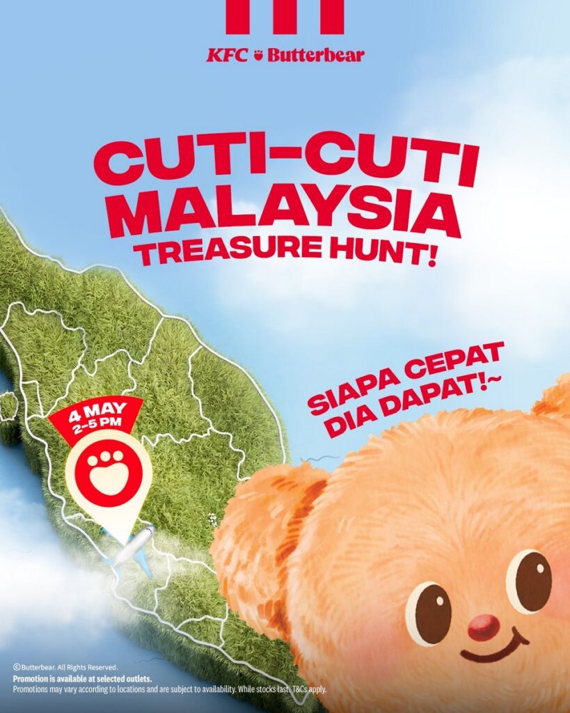 マレーシアのKFCが、タイ発の人気キャラクター Butterbear とコラボした「KFC x Butterbear」キャンペーンの画像。