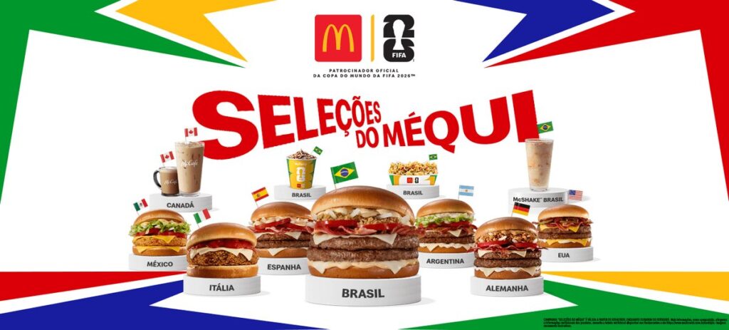 ブラジルのマクドナルドが2026 FIFAワールドカップに合わせて展開するキャンペーン「Seleções do Méqui」の画像。