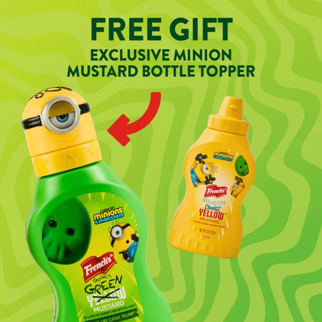 French's が映画『ミニオンズ＆モンスターズ』とのコラボレーションし展開する、期間限定商品「French’s Goomi’s Green Mustard」の画像。