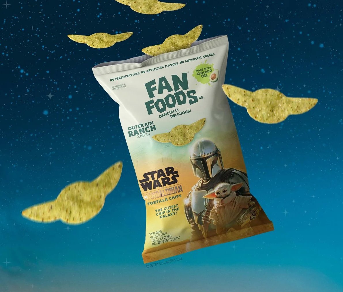 アメリカのFan Foods Co.が発表した『スター・ウォーズ』シリーズのトルティーヤチップスの画像。