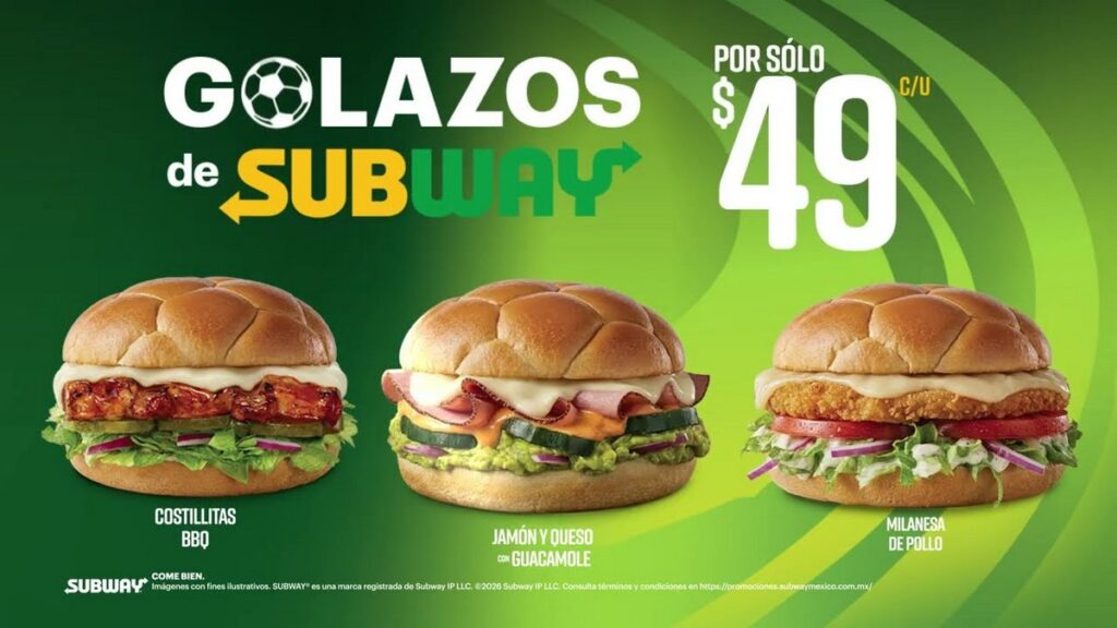 メキシコのサブウェイが展開する、2026年FIFAワールドカップにあわせた期間限定キャンペーン「GOLAZOS de Subway」の画像。
