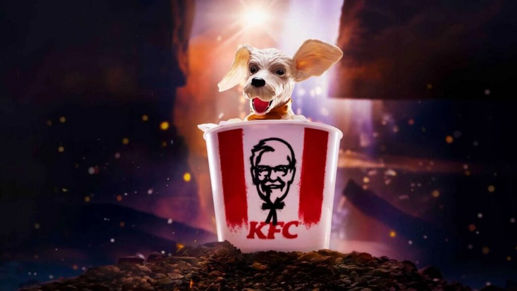 米国KFCが映画『スーパーガール』公開にあわせて展開する、期間限定のコラボキャンペーンの画像。