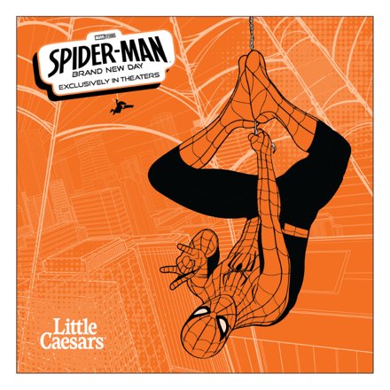 アメリカのピザチェーン「リトル・シーザーズ」が発表した、映画『スパイダーマン：ブランド・ニュー・デイ』とのコラボレーションキャンペーンの画像。