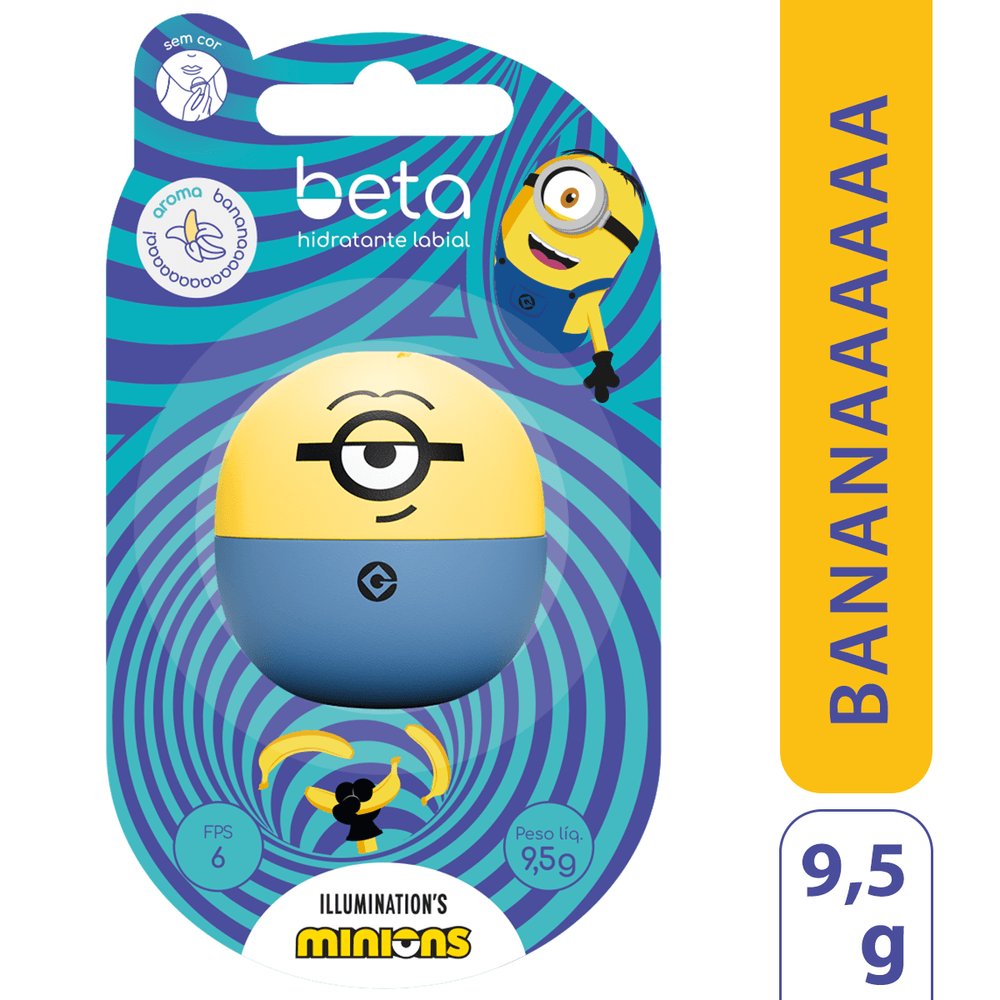 コスメブランド「Beta」が発売した、ミニオンズとコラボした限定リップバームの画像。