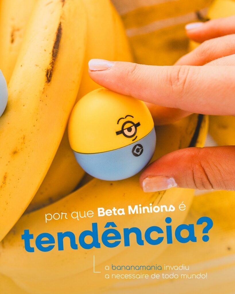コスメブランド「Beta」が発売した、ミニオンズとコラボした限定リップバームの画像。