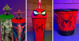 映画『スパイダーマン：ブランド・ニュー・デイ』の公開にあわせ、メキシコの映画館チェーン Cinemex が発表した限定ポップコーンバケットやグッズの画像。