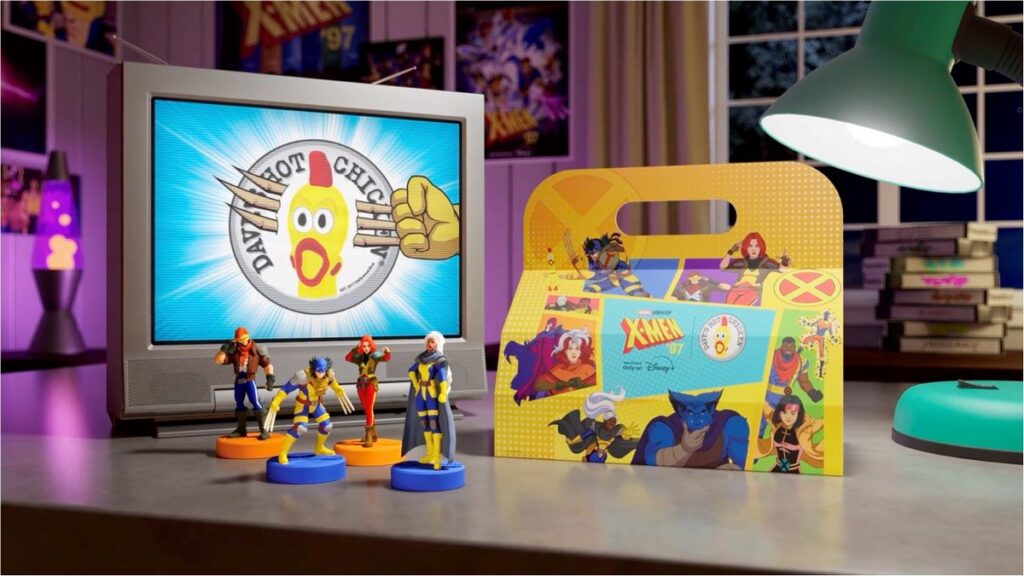 アメリカの人気チキンチェーン「Dave’s Hot Chicken」が展開する、『X-Men ’97』シーズン2とコラボした期間限定メニュー「X-Meal」の画像。