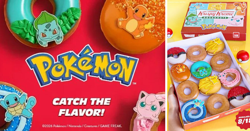 『ポケットモンスター』の30周年を記念して、クリスピー・クリーム・ドーナツに登場した限定コレクションの画像。