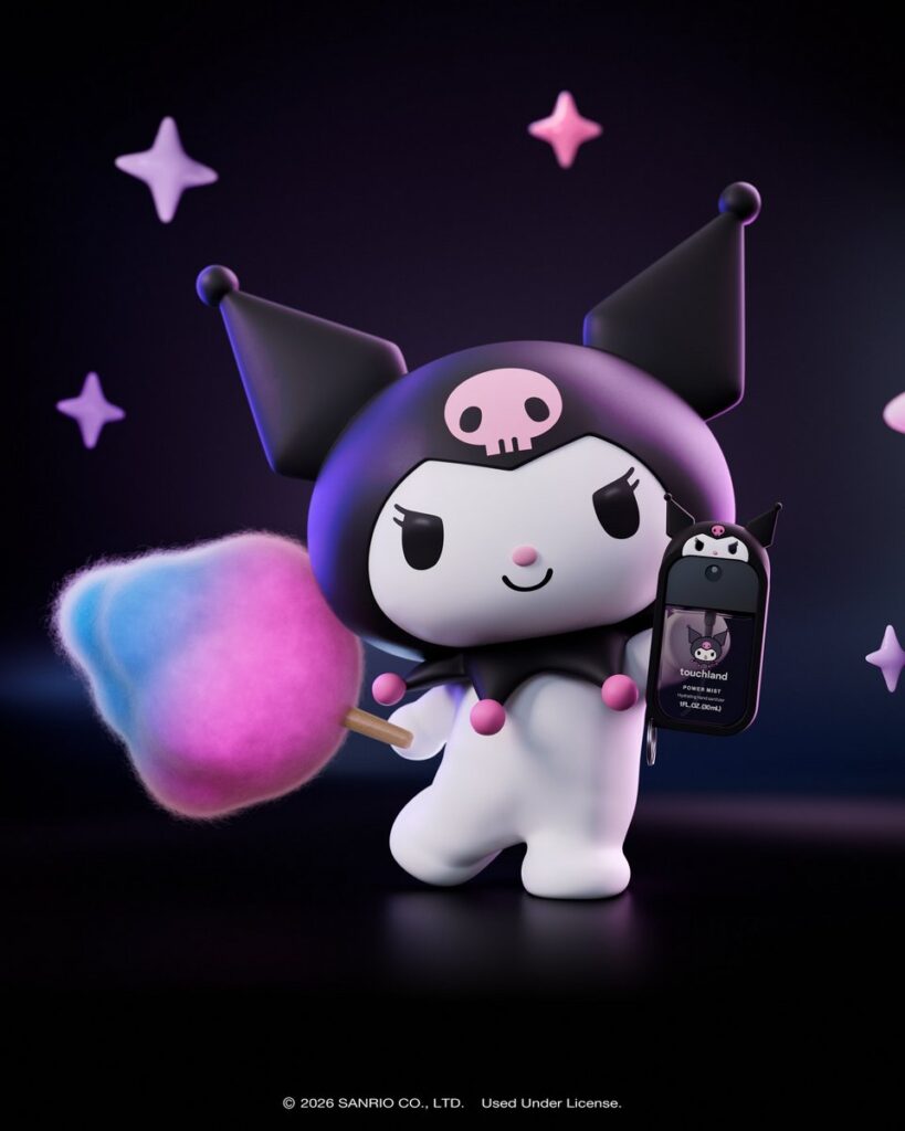 アメリカのハンドケアブランド「Touchland」から登場した、サンリオのクロミとコラボレーションした限定セットの画像。