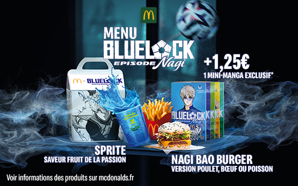 フランスのマクドナルドが『ブルーロック -EPISODE 凪-』とコラボし展開する、「BLUE LOCK Episode Nagi」キャンペーンの画像。