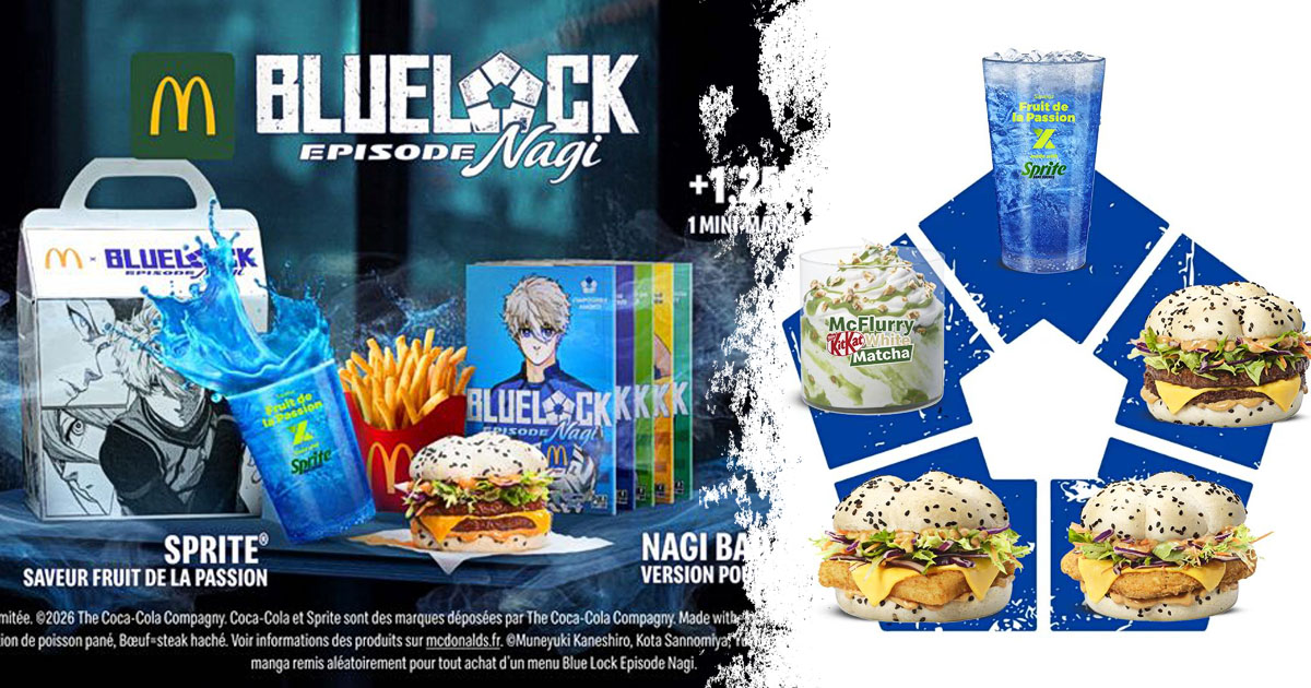フランスのマクドナルドが『ブルーロック -EPISODE 凪-』とコラボし展開する、「BLUE LOCK Episode Nagi」キャンペーンの画像。
