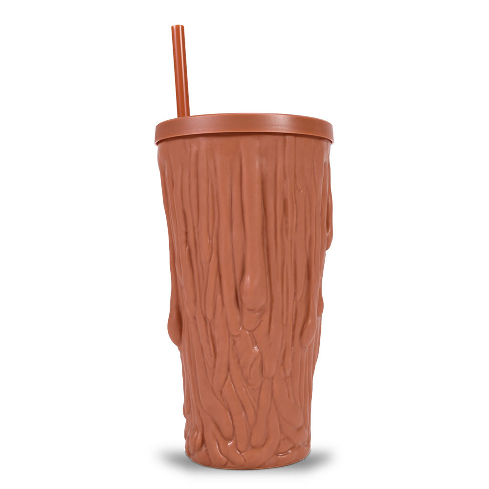 AMC Theatres公式ショップで展開される「Clayface Grippr Cup Face」の背面に施された滴る泥レリーフ。