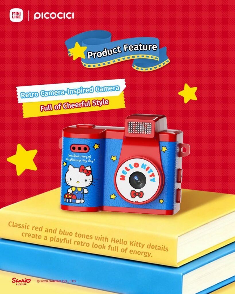 全7種類のデザインが揃うブラインドボックス仕様のトイカメラ、「Hello Kitty Style Energy Signal Series Mini Camera」の画像。