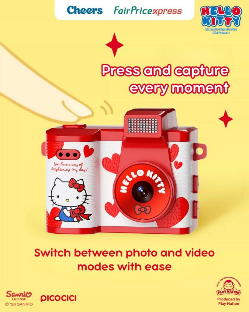 全7種類のデザインが揃うブラインドボックス仕様のトイカメラ、「Hello Kitty Style Energy Signal Series Mini Camera」のシークレットモデル「Heart Flutter」の画像。