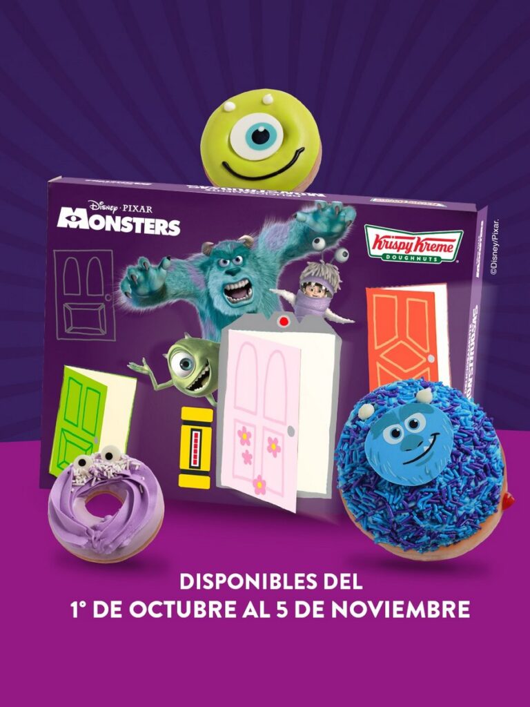 メキシコのクリスピー・クリームが、『モンスターズ・インク』とコラボして展開するハロウィン限定コレクション「Deliciosamente Monstruosas」の画像。