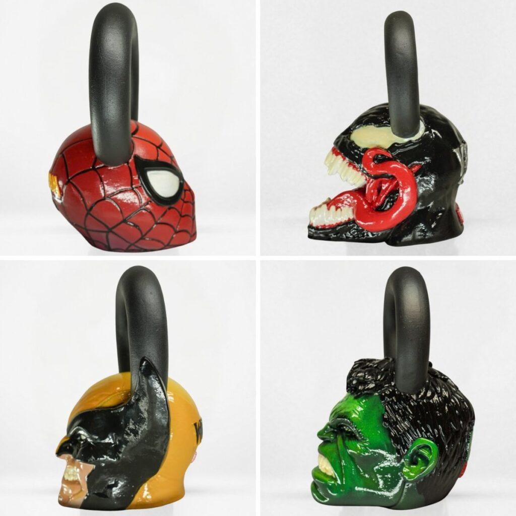 SUPERXがStrict Vision Athleticsと共同開発した、マーベル公式『MARVEL Kettlebell Series』の画像。
