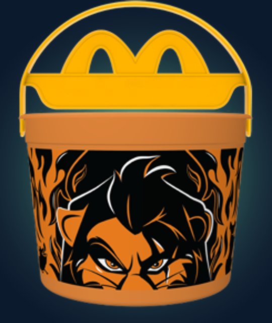 米国マクドナルドの「Disney Villains Boo Buckets Happy Meal」に登場する、『ライオン・キング』のスカーをモチーフにしたバケツの画像。
