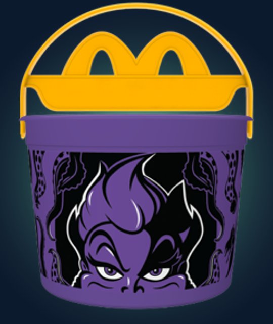 米国マクドナルドの「Disney Villains Boo Buckets Happy Meal」に登場する、『リトル・マーメイド』のアースラをモチーフにしたバケツの画像。