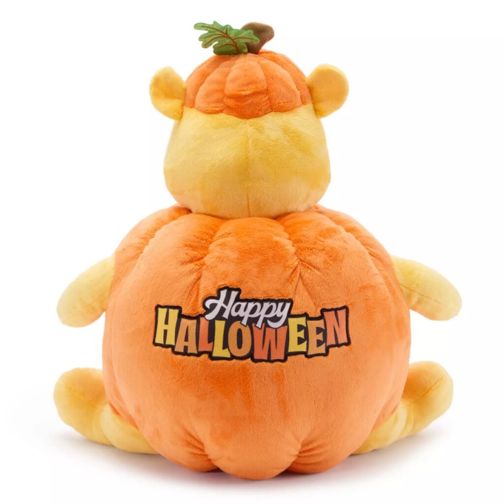 背面に「Happy HALLOWEEN」の鮮やかなロゴがデザインされた、ぬいぐるみのバックスタイルの画像。
