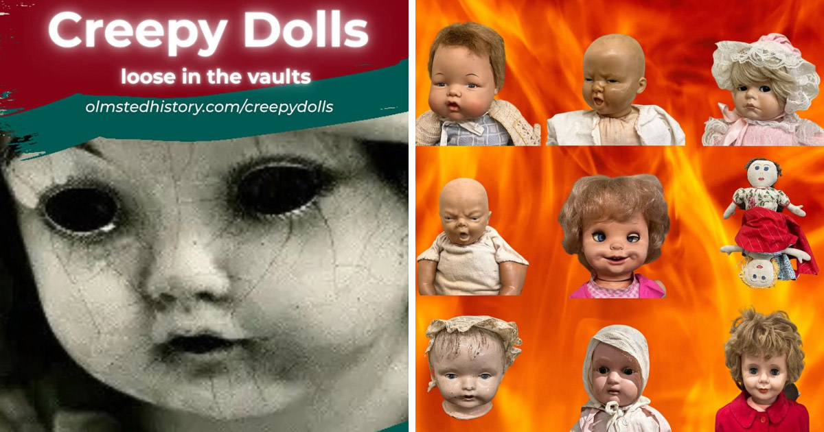 オルムステッド郡歴史センターが開催する「Creepy Dolls: Loose in the Vaults」の画像