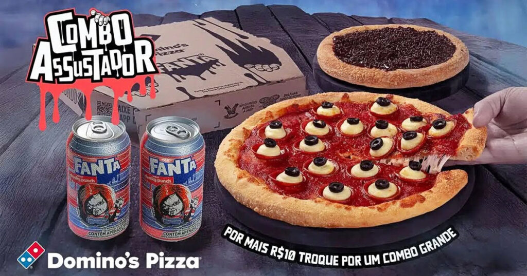 ブラジルのドミノ・ピザとファンタがコラボレーションした、ハロウィン限定コンボ「Combo Assustador」の画像