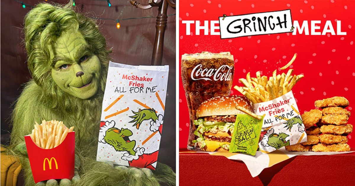 米国マクドナルドで発売される「The Grinch Meal」の画像