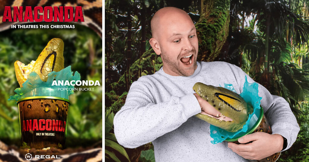 映画『アナコンダ』の公開にあわせて、Regal Cinemasで販売されている「アナコンダ ポップコーンバケット」の画像