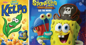 映画『劇場版スポンジ・ボブ 呪われた海賊と大冒険だワワワワワ!』にあわせ、ケロッグから限定商品として登場した架空シリアル「ケルポ」の画像