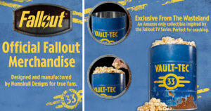 『フォールアウト』シーズン2にあわせ、Amazon（米国）から登場した「Numskull Amazon Exclusive Fallout TV Popcorn Bucket」の画像。