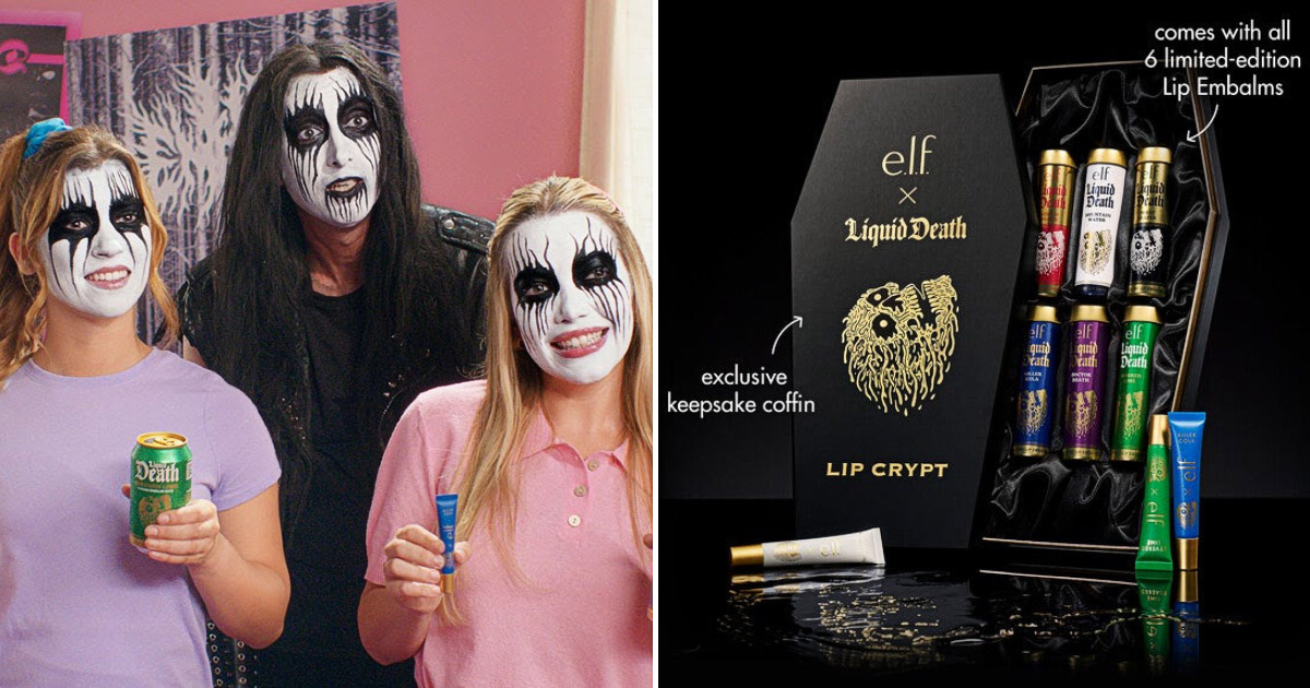 e.l.f. Cosmetics × Liquid Death による第2弾コラボ「Lip Embalm」の画像。