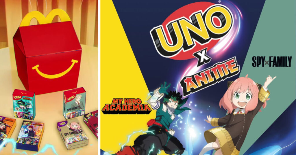 マレーシアとブルネイのマクドナルドで始まった「UNO x Anime」キャンペーンの画像。