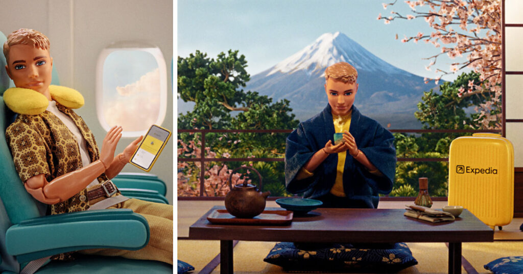 ExpediaとMattelによる、ケンが主役を務めるスーパーボウルLX向け広告「Going Places with Ken」の画像。
