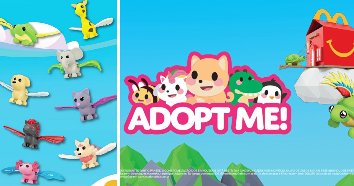 ブラジルのマクドナルドが展開するハッピーセットに登場した、Robloxのゲーム「Adopt Me!」とのコラボおもちゃの画像。