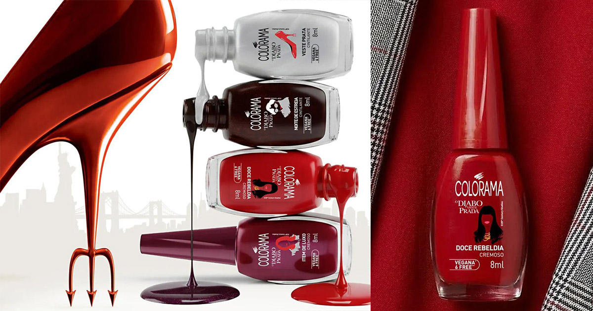 ブラジル発のネイルブランドColoramaが、続編となる『プラダを着た悪魔2』の公開にあわせて展開するネイルコレクションの画像。