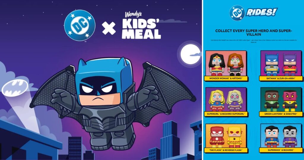 ウェンディーズがDCと提携し展開する、「DC Rides」キッズミールの画像。