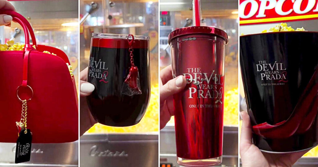 映画『プラダを着た悪魔 2』の公開に向けて、アメリカの映画館チェーンCinemarkが新たな公式動画をInstagramで公開し、明らかになった劇場限定グッズの詳細の画像。
