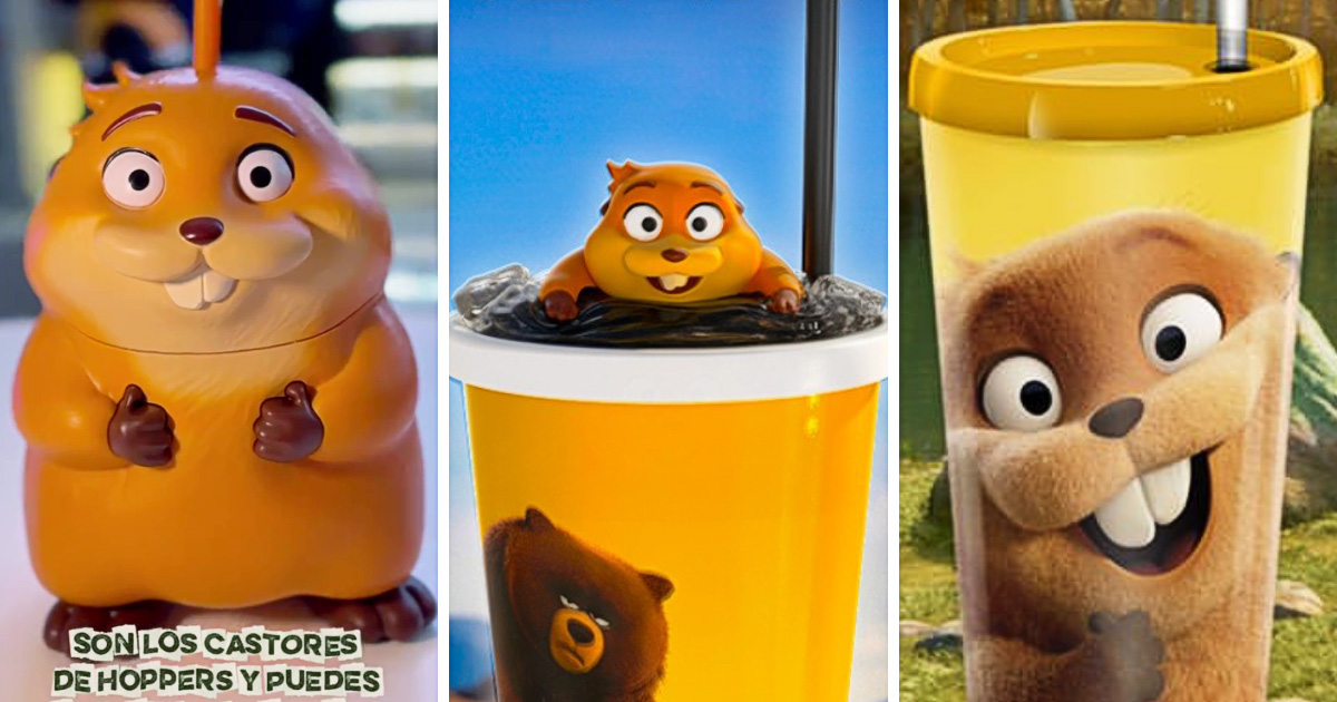 ディズニー&ピクサー最新作『私がビーバーになる時』の公開を前に、世界中の映画館が展開する様々なグッズの画像。