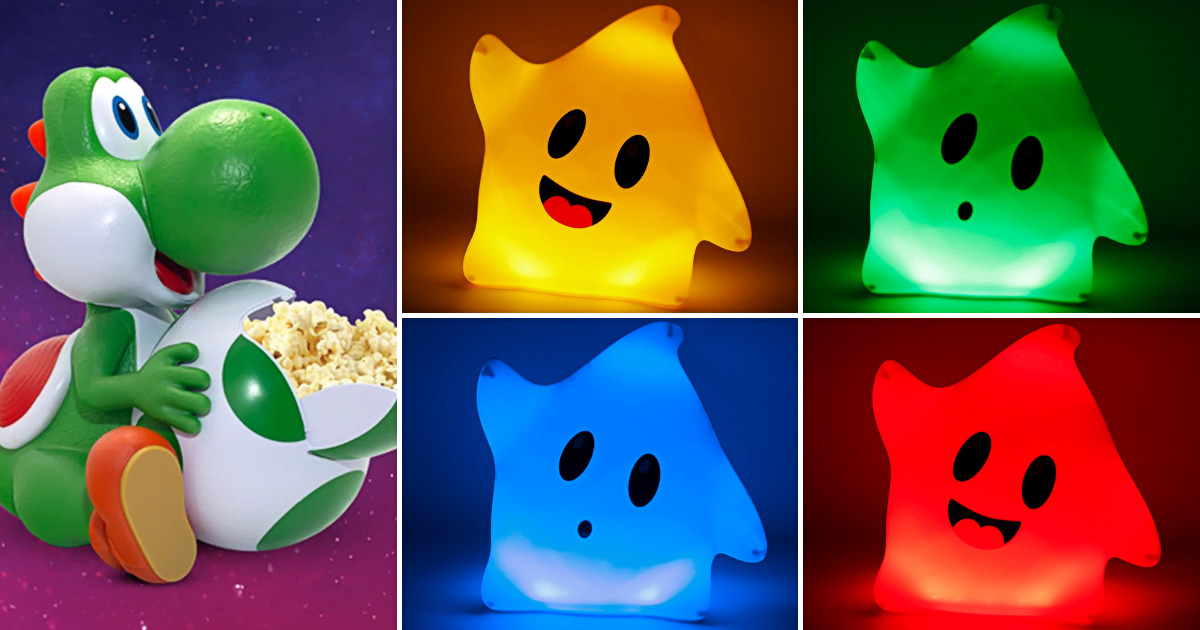 映画『ザ・スーパーマリオギャラクシー・ムービー』の公開にあわせ、アメリカのCinemark公式ショップで販売が始まったポップコーンバケットの画像。