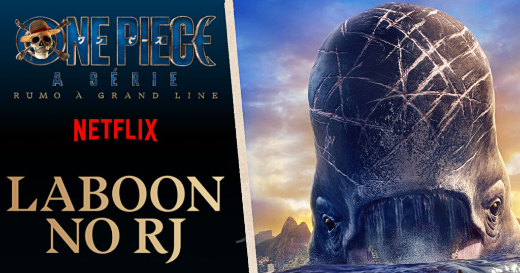 Netflix実写版『ONE PIECE』シーズン2の配信を記念してコパカバーナ海岸に登場した、実物大のアイランドクジラ「ラブーン」の画像。