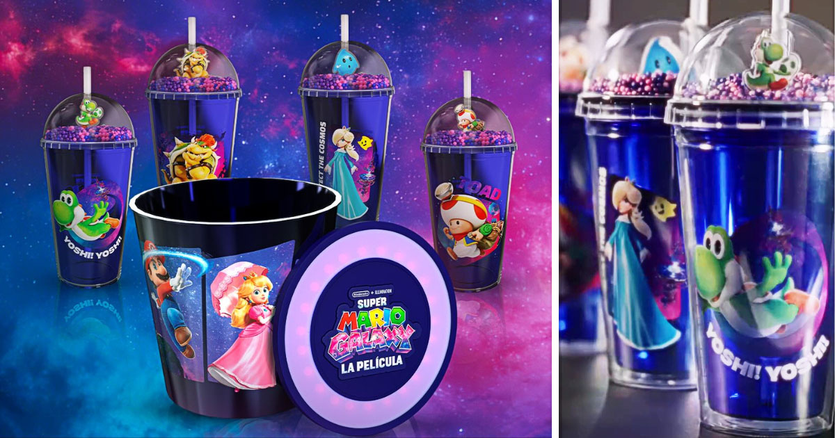 映画『ザ・スーパーマリオギャラクシー・ムービー』の公開に合わせて、ペルーの映画館チェーンCinemark Peruが展開する劇場コレクタブルの画像。