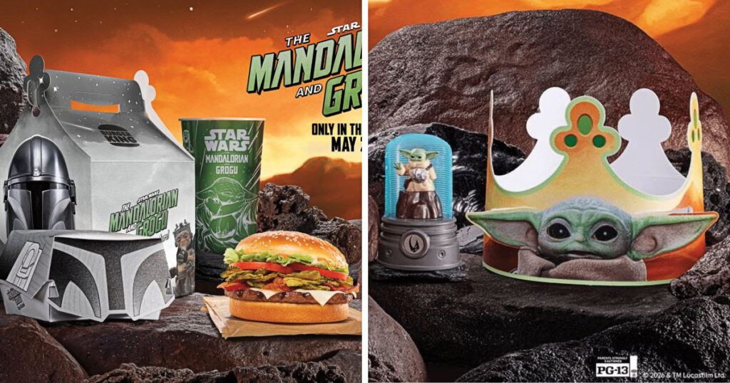 米国バーガーキングが、映画『スター・ウォーズ／マンダロリアン・アンド・グローグー』の公開にあわせて発表した期間限定メニューの画像。