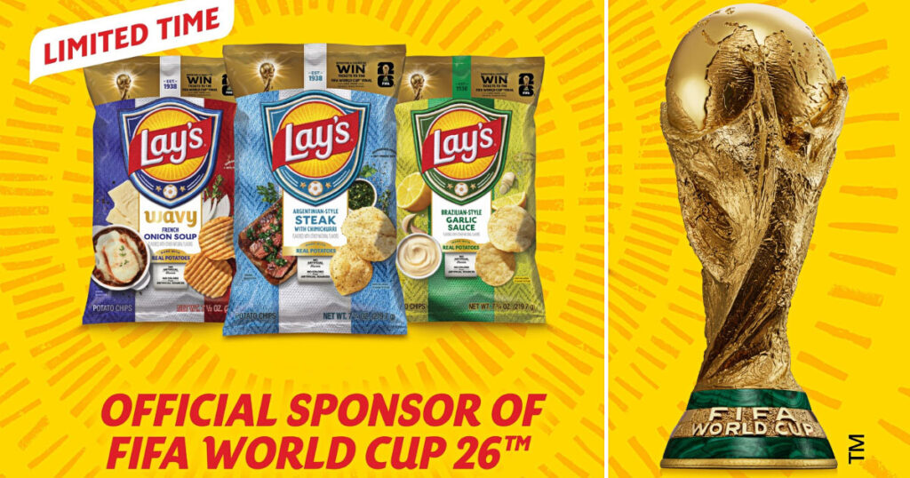Lay'sがFIFA World Cup 2026の公式スポンサーとして発売する、世界各国の料理をテーマにした40種類の限定ポテトチップスの画像。