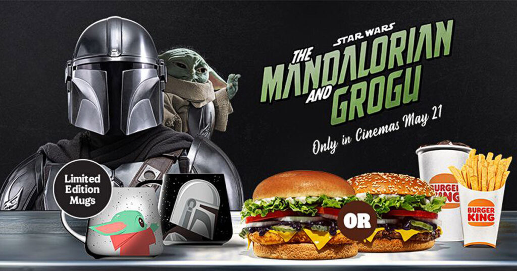 バーガーキングが、映画『スター・ウォーズ／マンダロリアン・アンド・グローグー』の公開にあわせて、シンガポール、フィリピン、ニュージーランドで展開する期間限定メニューの画像。