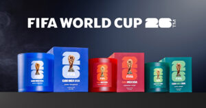 Literie Candleが展開する、2026 FIFA World Cup の公式ライセンスキャンドルコレクションの画像。
