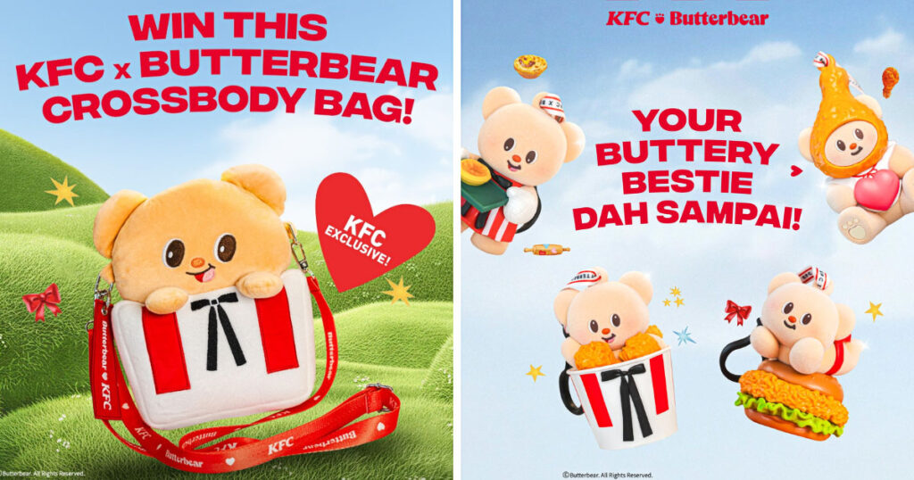 マレーシアのKFCが、タイ発の人気キャラクター Butterbear とコラボした「KFC x Butterbear」キャンペーンの画像。
